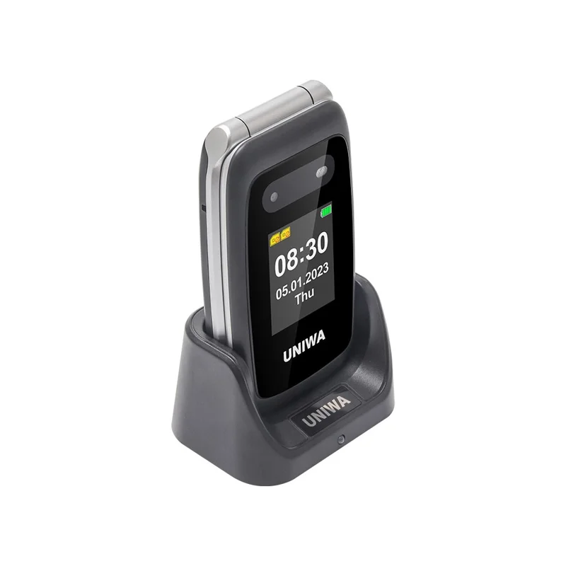 UNIWA V202T 1.77-Inch 4G Ultra Long Standby Dual-SIM Phone FM SOS Flashlight Folding Phone - Blue / Language Pack 2