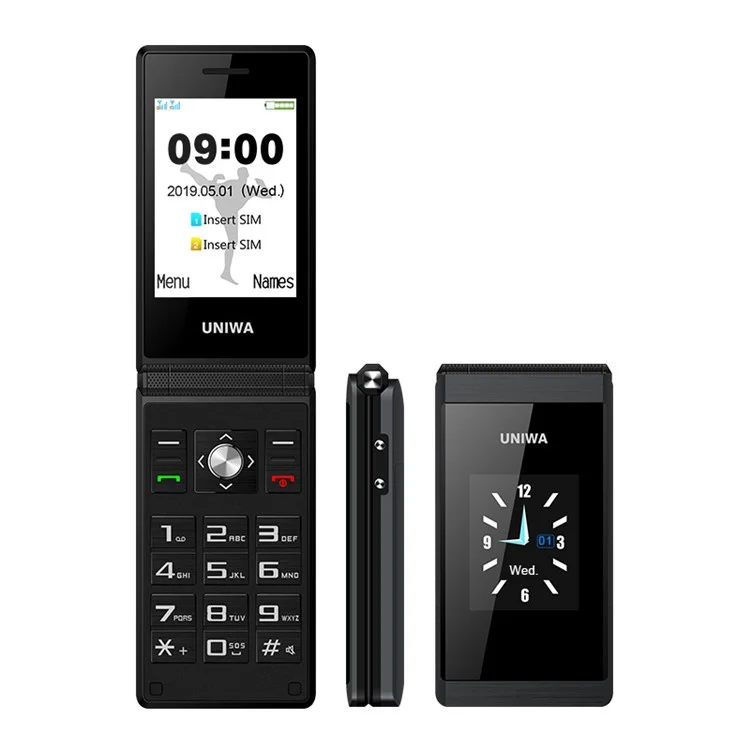 UNIWA X28 2.8-Inch Dual-Screen Display 2G Bar Phone - Black / Language Pack A