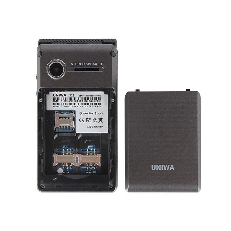 UNIWA X28 2.8-Inch Dual-Screen Display 2G Bar Phone - Black / Language Pack A