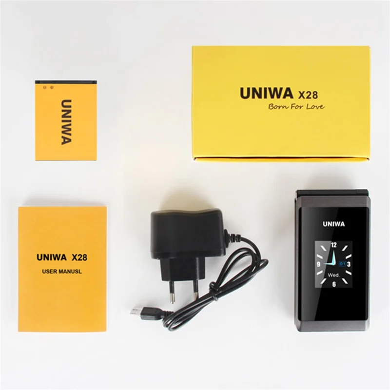 UNIWA X28 2.8-Inch Dual-Screen Display 2G Bar Phone - Black / Language Pack B