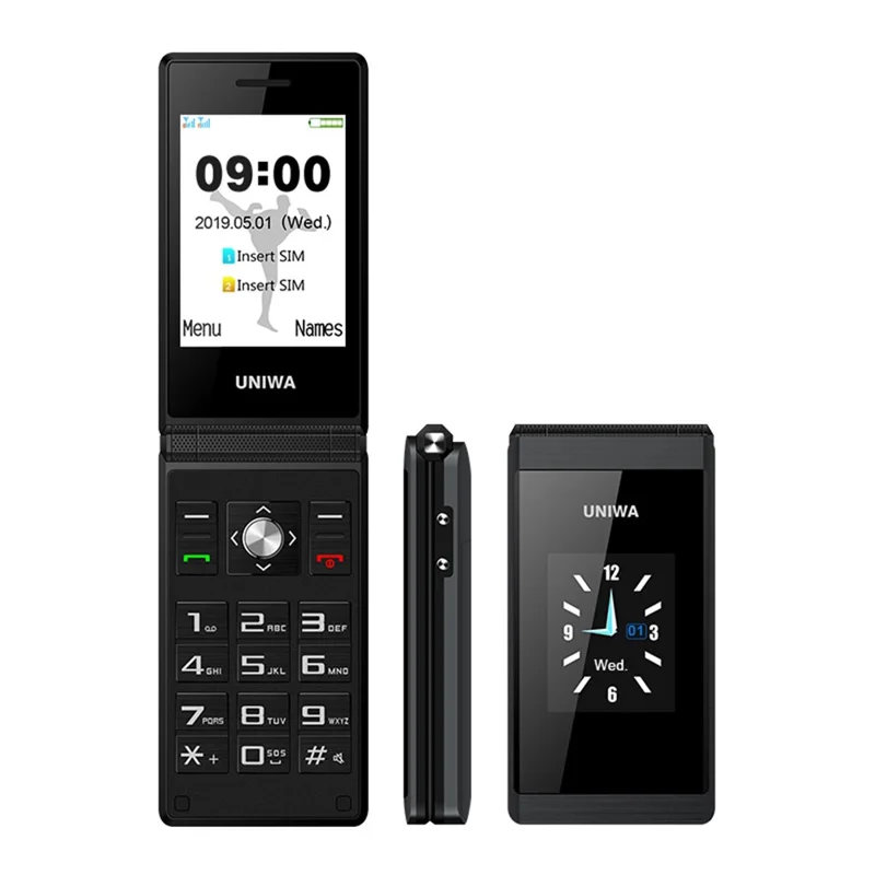 UNIWA X28 Teléfono barra de 2,8 pulgadas con pantalla doble - Negro / Paquete de idiomas C
