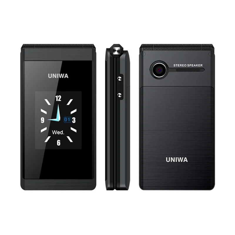 UNIWA X28 Teléfono barra de 2,8 pulgadas con pantalla doble - Negro / Paquete de idiomas C