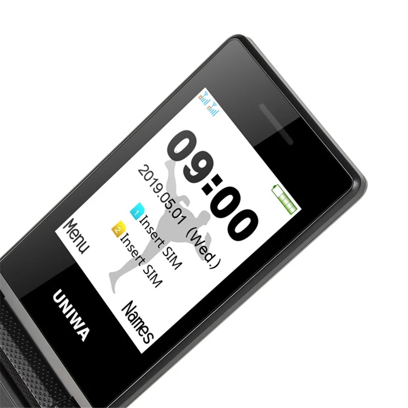 UNIWA X28 2.8-Inch Dual-Screen Display 2G Bar Phone - Black / Language Pack D
