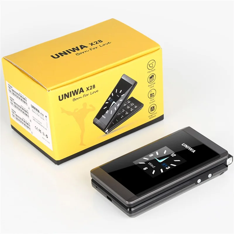 UNIWA X28 2.8-Inch Dual-Screen Display 2G Bar Phone - Gold / Language Pack C