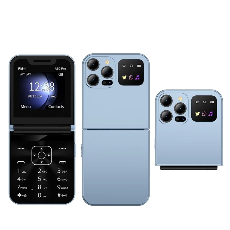 SERVO A50 Pro Dual SIM Flip 2G Bar Phone for Seniors - Bleu / Langue 1