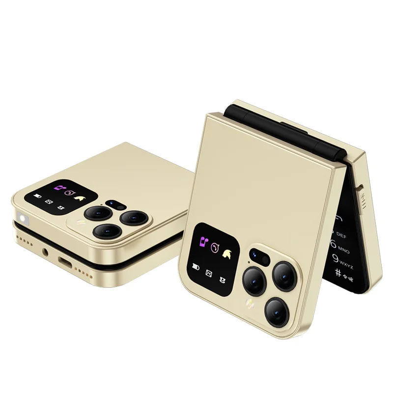 SERVO A50 Pro Dual SIM Flip 2G Bar Phone for Seniors - Yellow / Language 1