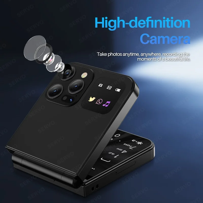 SERVO A50 Pro Dual SIM Flip 2G Bar Phone for Seniors - Yellow / Language 1