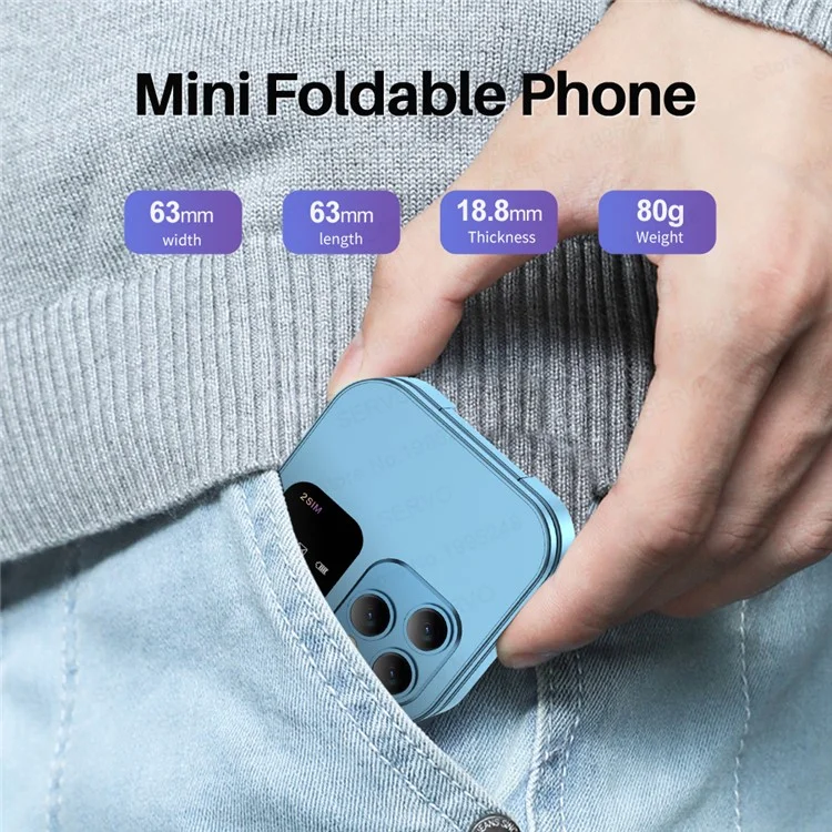 Miniphone SERVO i16 Pro - Dual SIM 2G 32MB+32MB Flip Foldable Phone - Gold