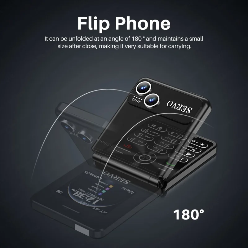 SERVO IP15 Flip Foldable 2G Phone 2.4 inch HD Screen - Purple / Language 2