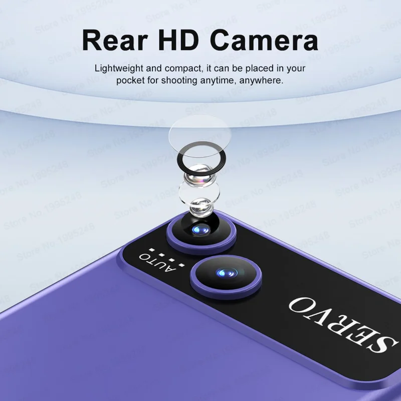 SERVO IP15 Flip Foldable 2G Phone 2.4 inch HD Screen - Purple / Language 2