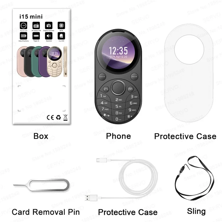 SERVO i15 Mini Dual SIM Miniature Circular 2G Feature Phone - Green