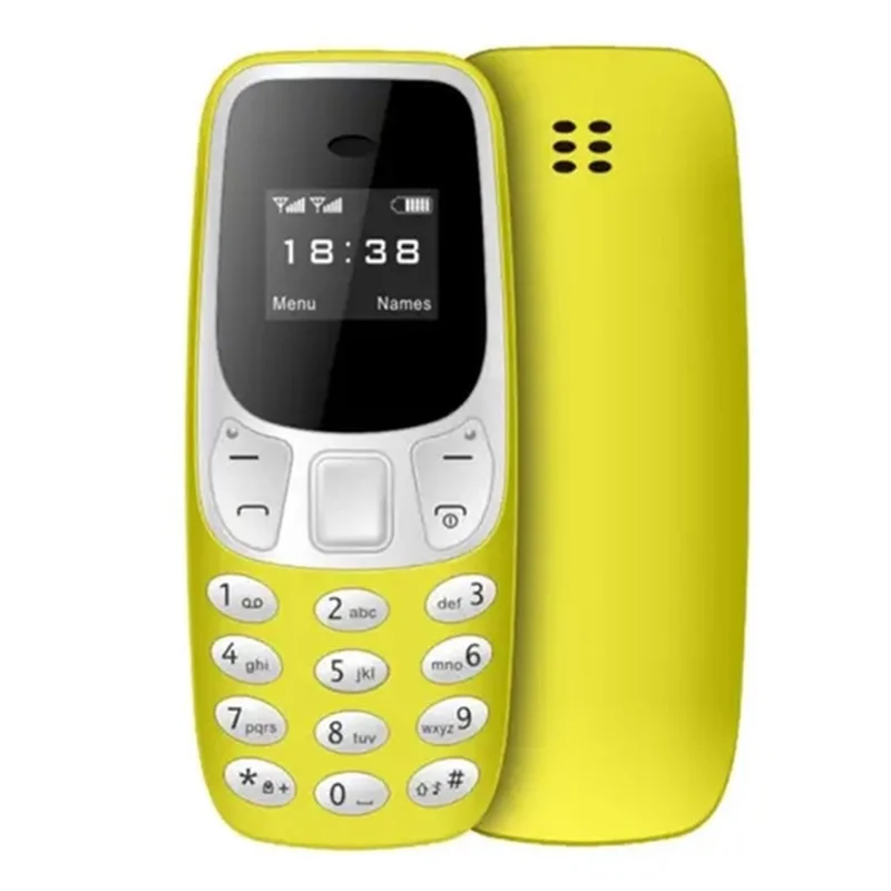 BM10 Dual SIM da 0,66 Pollici Mini Cellulare 2G GSM Celfone Con un Gancio Auricolare - Giallo