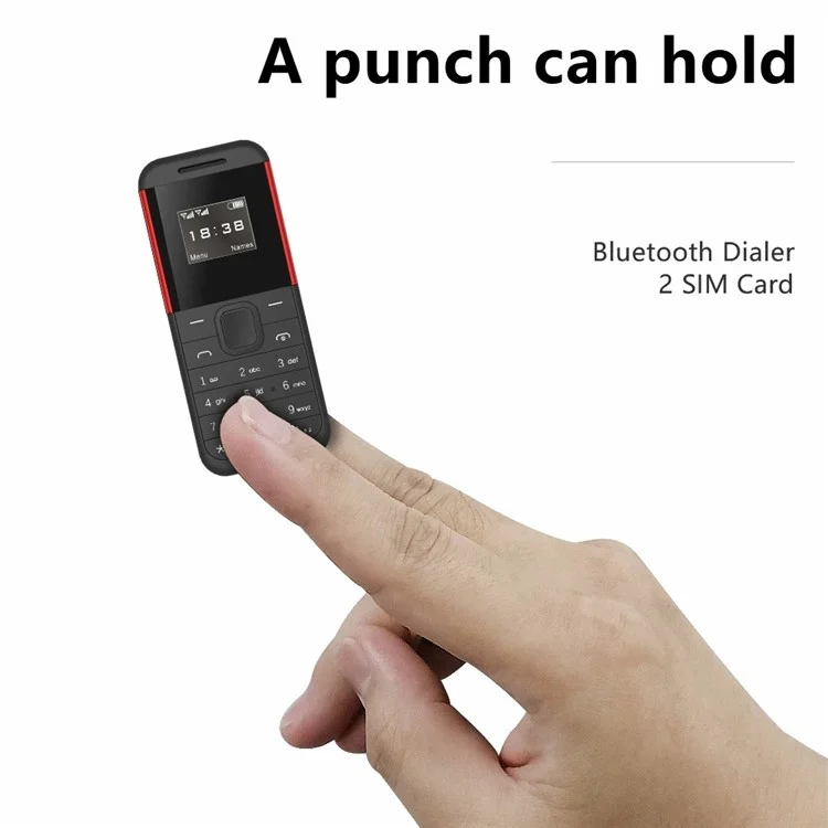 BM222 0.66-Inch Mini Dual SIM Standby Phone Portable Bar Phone - Preto / Vermelho