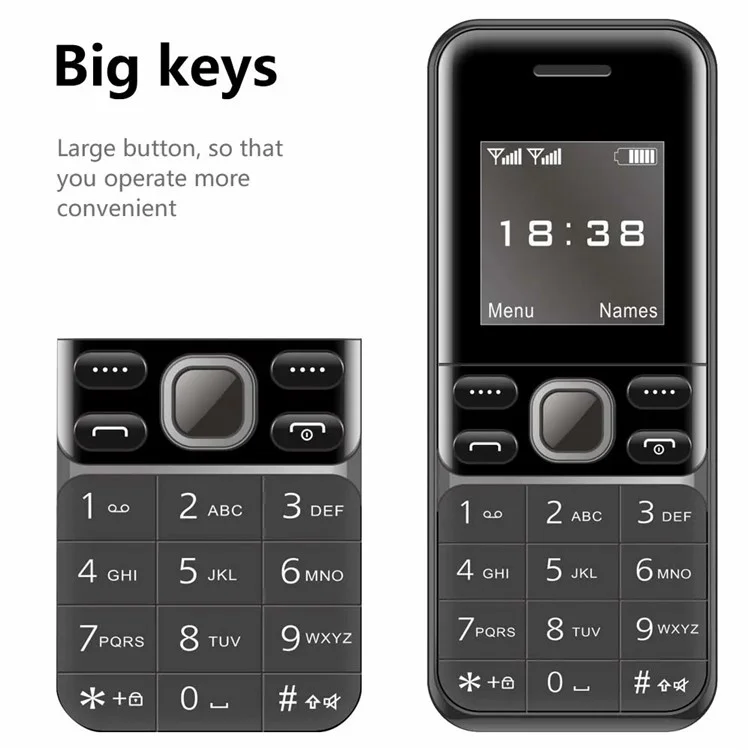 BM333 1.54-Inch Double SIM Veille Téléphone Portable Mini Bar - Noir