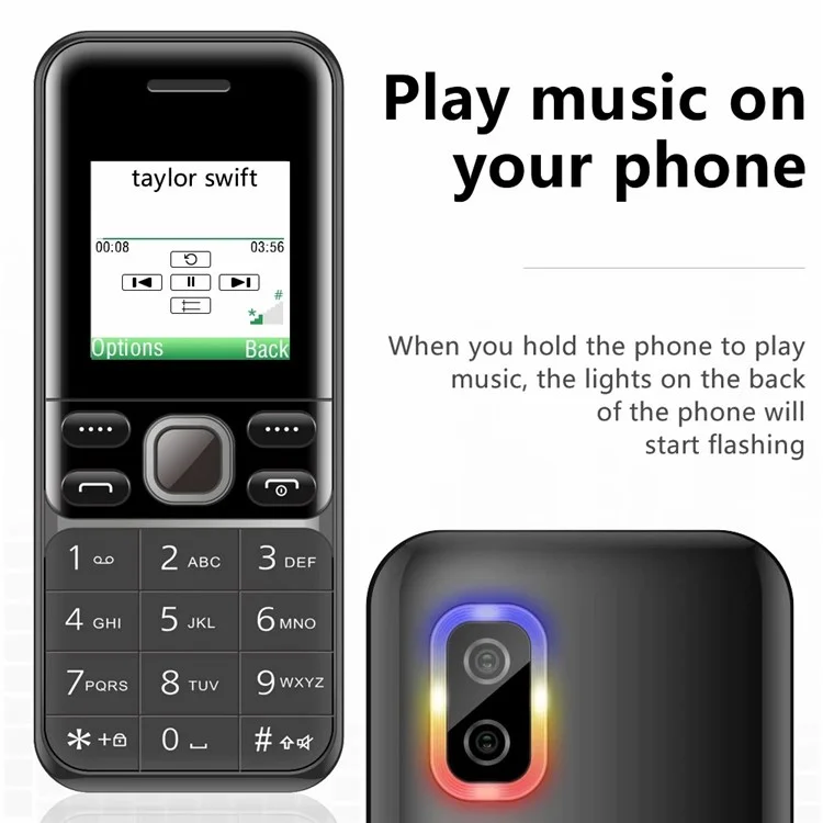 BM333 1.54-Inch Double SIM Veille Téléphone Portable Mini Bar - Noir