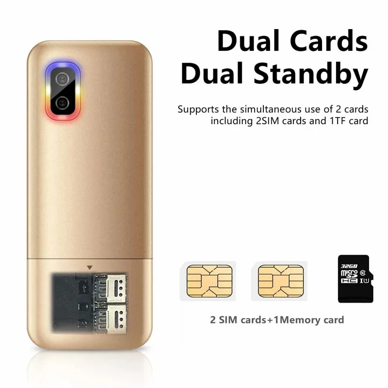 BM333 1.54-Inch Dual SIM Standby Cell Phone Portable Mini Bar Phone - Gold