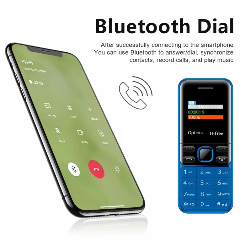 BM333 1.54-Inch Dual SIM Standby Cell Phone Portable Mini Bar Phone - Blue