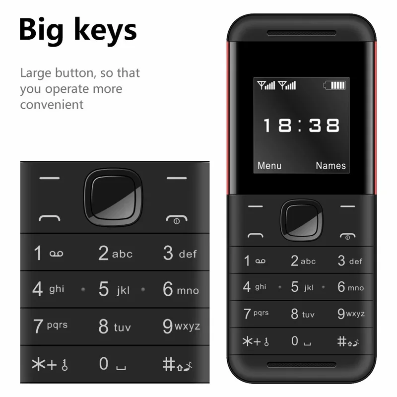 BM888 da 1,54 Pollici 2G Mini Telefono Dual Sim Standby Cellhone - Bianco / Rosso