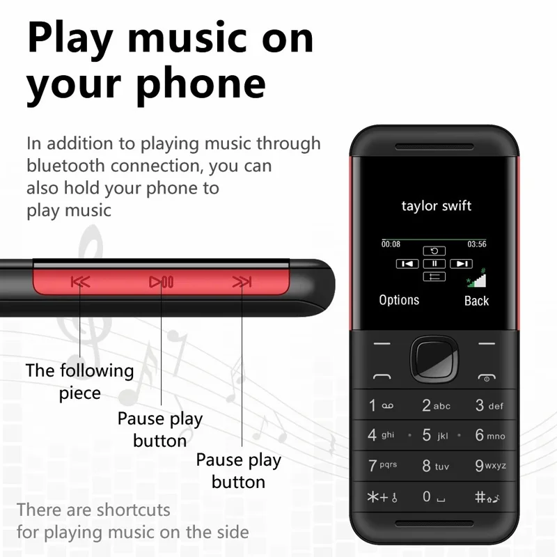 MiniPhone BM888 - 1.54-Inch 2G Dual SIM Standby Cellphone - White / Red
