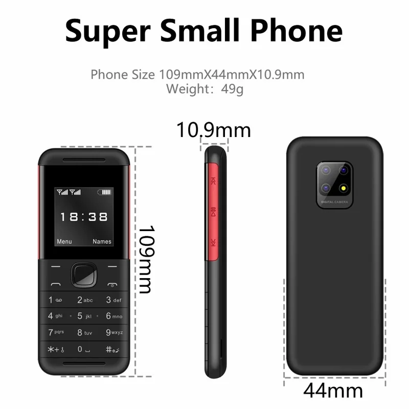 MiniPhone BM888 - 1.54-Inch 2G Dual SIM Standby Cellphone - White / Red