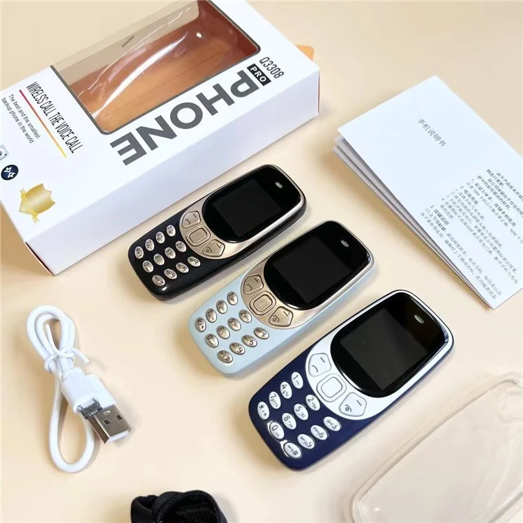 Q3308 1.33 pulgadas Mini Triple SIM Standby 2G Bar Phone - Negro