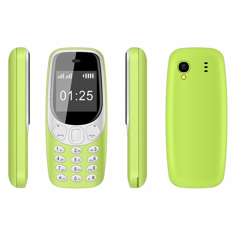 Q3308 1.33-Inch Mini Triple SIM Standby 2G Bar Phone - Green