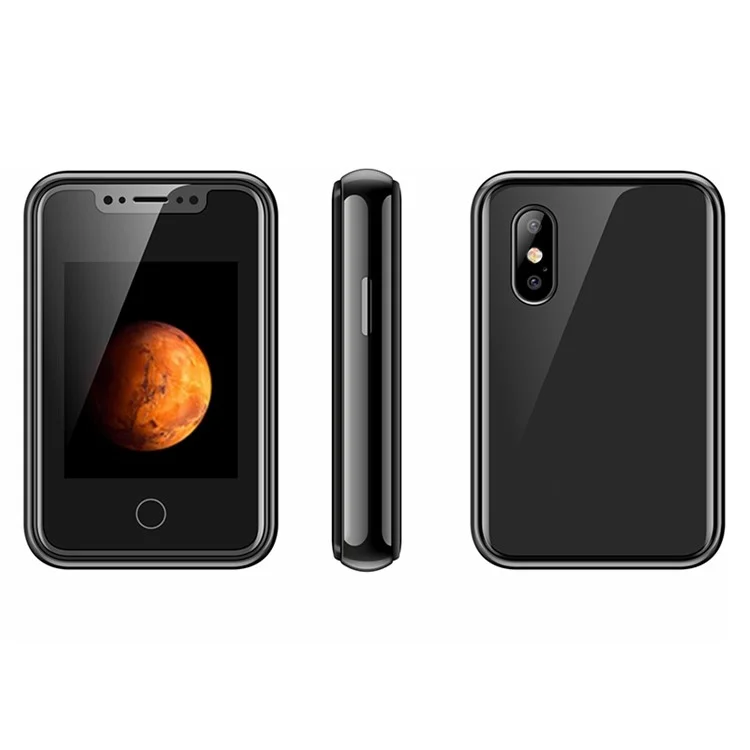 8XR 1.77-дюймовый мини-мобильный телефон с двумя SIM-картами и двойным режимом ожидания, сенсорный экран - черный