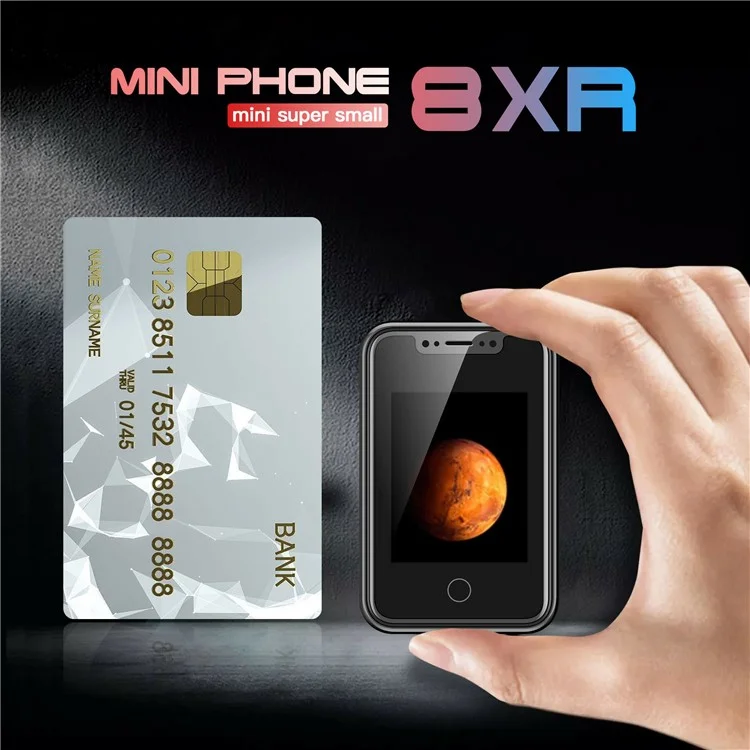 8XR 1.77-дюймовый мини-мобильный телефон с двумя SIM-картами и двойным режимом ожидания, сенсорный экран - черный