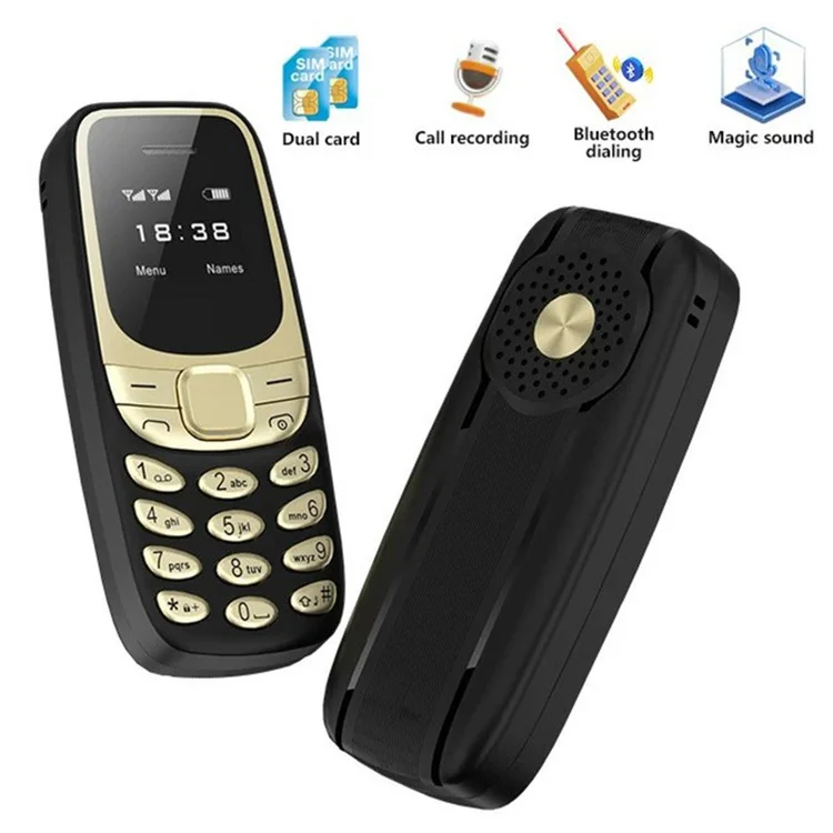 BM35 2G 0.66-Inch Mini Dual SIM Standby Slim Cell Phone - Black / Gold