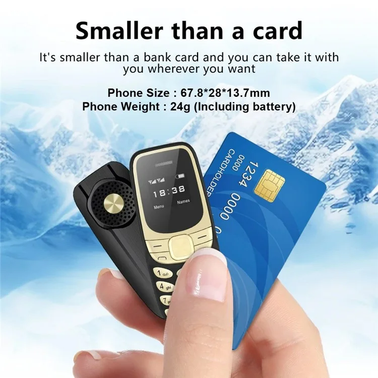 BM35 2G 0.66-Inch Mini Dual SIM Standby Slim Cell Phone - Black / Gold