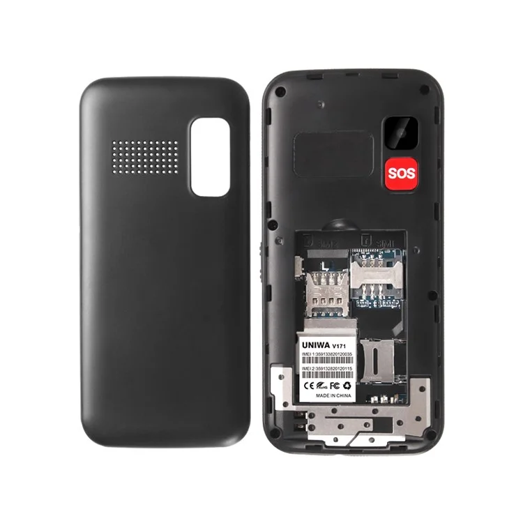 UNIWA V171 Dual-SIM 1,77-Zoll-Mobiltelefon 1000-mAh-Akku 2G-GSM-Mobiltelefon - Schwarz / US-Stecker