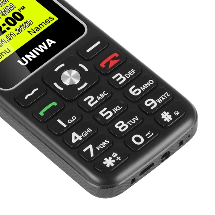 UNIWA V171 Dual-SIM 1,77-Zoll-Mobiltelefon 1000-mAh-Akku 2G-GSM-Mobiltelefon - Schwarz / US-Stecker