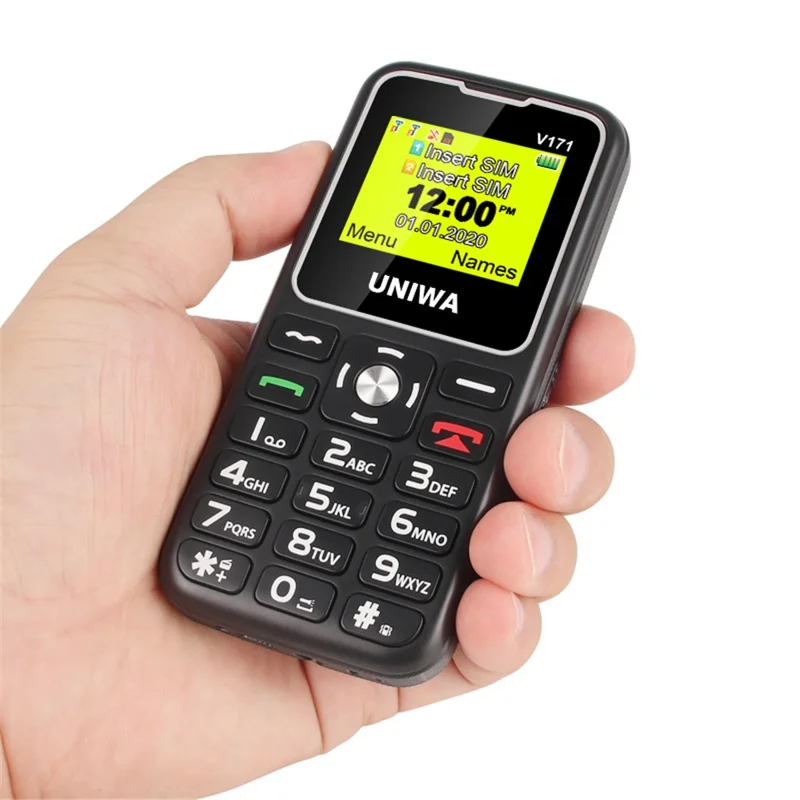 UNIWA V171 Dual SIM 1.77 inch Mobile Phone 1000mAh Battery 2G GSM Cellphone - Black / EU Plug