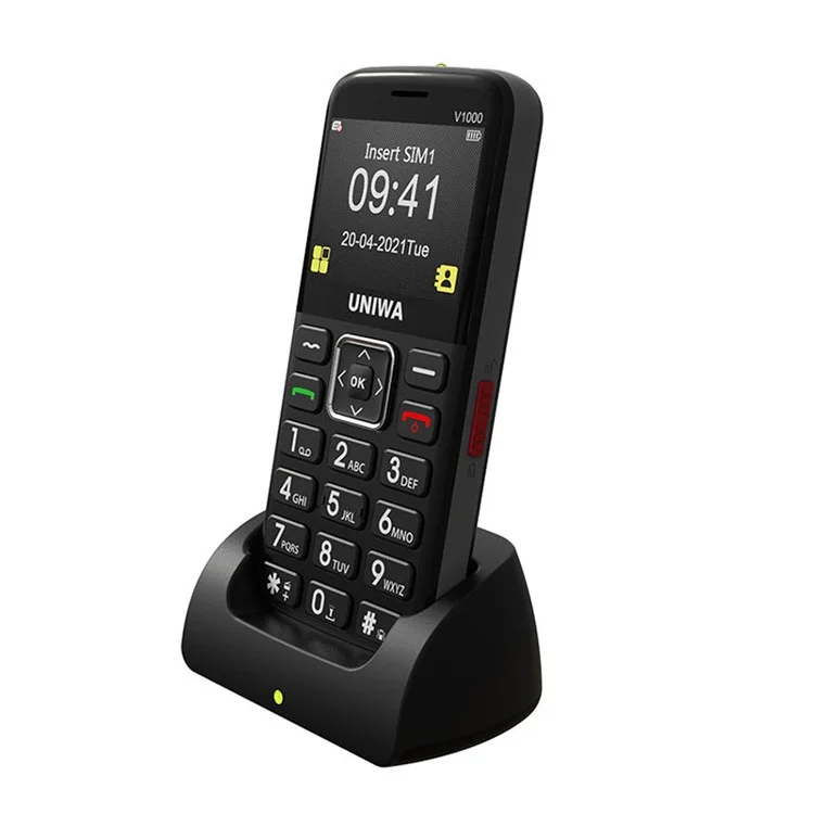 UNIWA V1000 4G Cellphone 2.31-inch 0.3MP Camera Big Button Bar Phone, EU Version - Blue / UK Plug