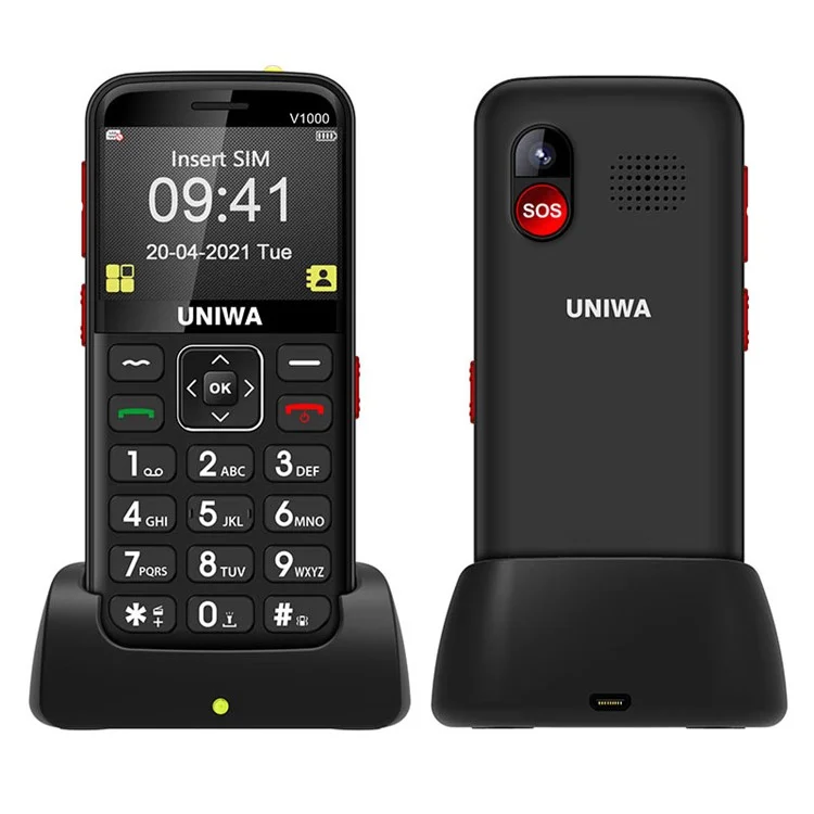 UNIWA V1000 4G 2.31 Pollici Grandi Pulsanti Telefono Cellulare per Anziani Big Button Bar Phone Versione US