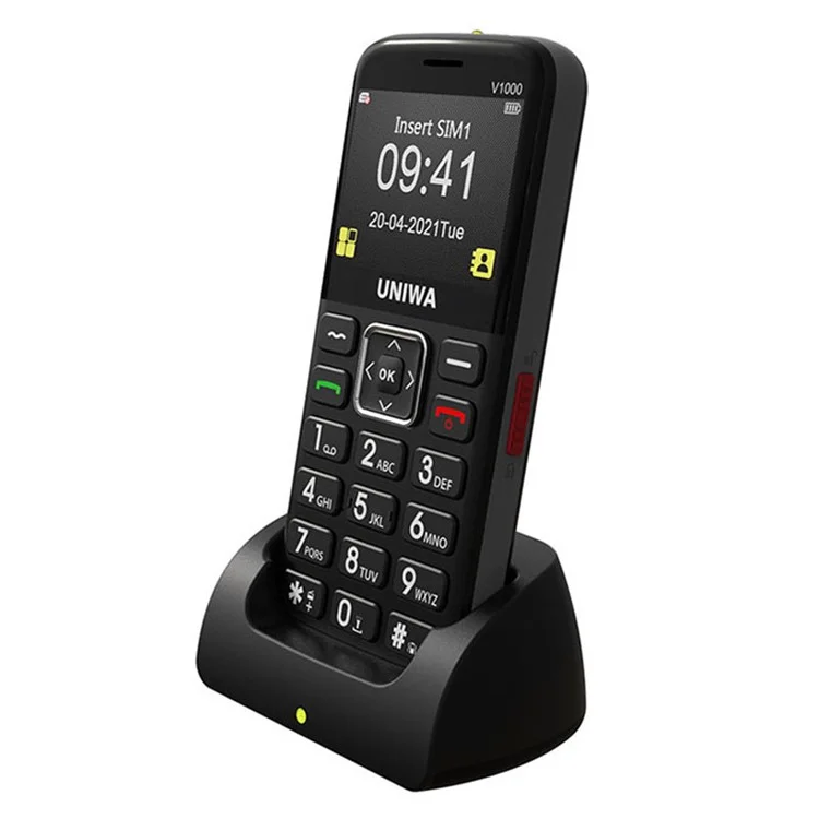 UNIWA V1000 4G 2.31 Pollici Grandi Pulsanti Telefono Cellulare per Anziani Big Button Bar Phone Versione US