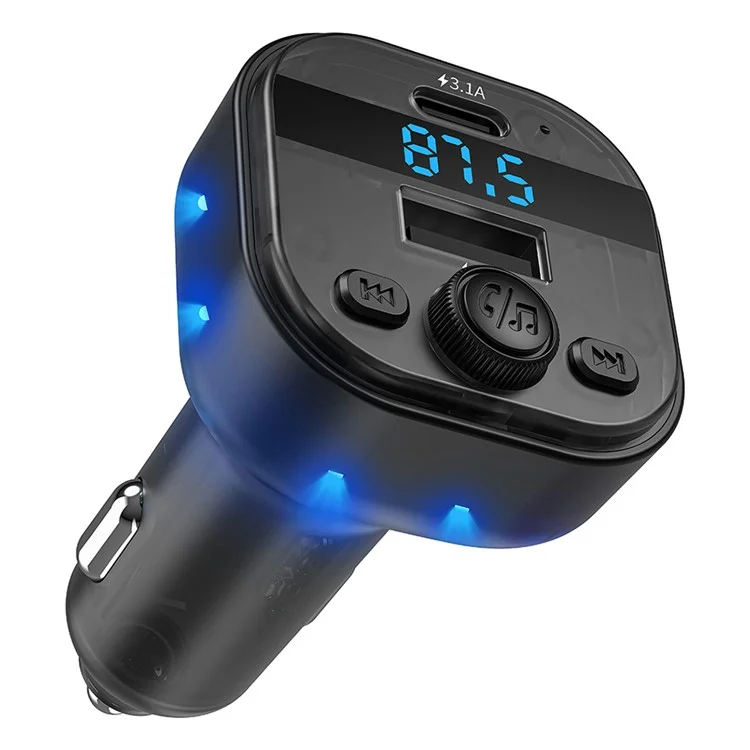 C1 Car Bluetooth-compatible MP3 Player Adapter Hands-free Charging Station with USB+Type-C Ports