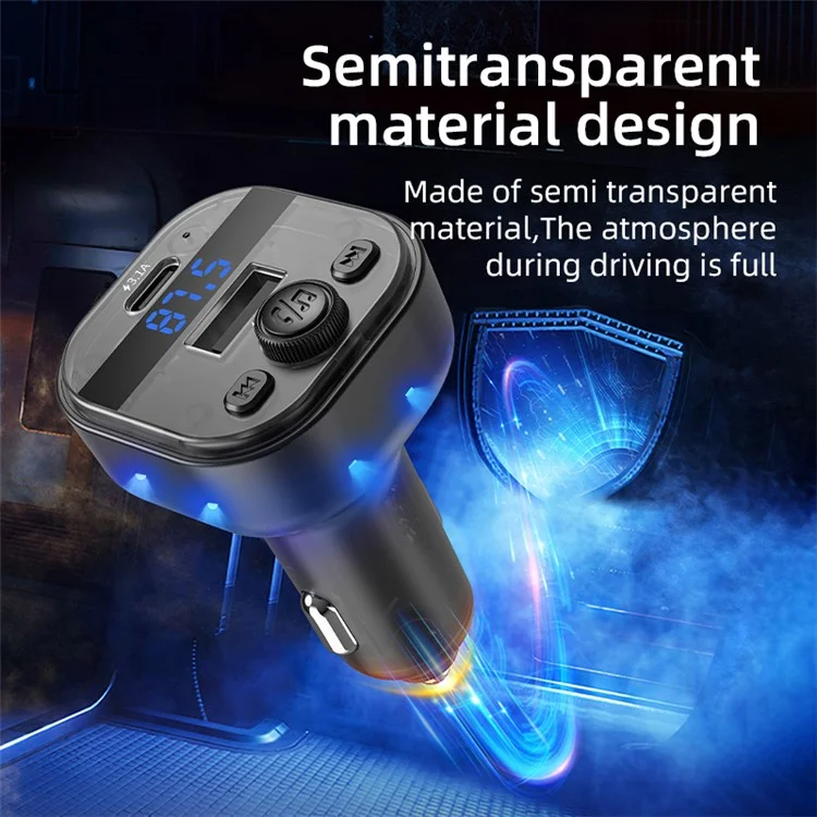 C1 Car Bluetooth-compatible MP3 Player Adapter Hands-free Charging Station with USB+Type-C Ports