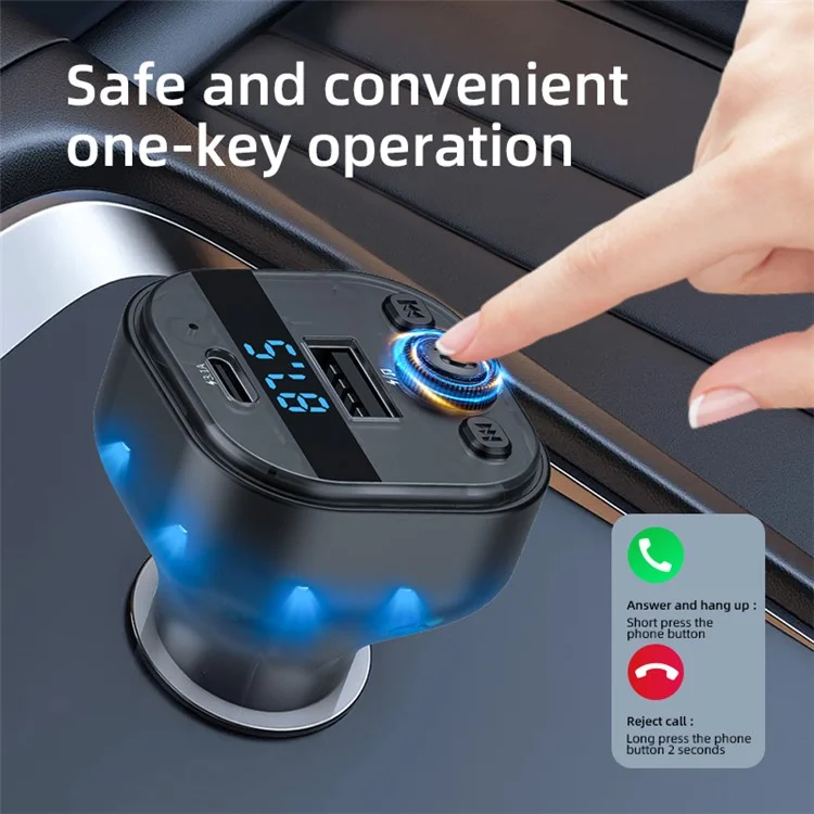 C1 Car Bluetooth-compatible MP3 Player Adapter Hands-free Charging Station with USB+Type-C Ports