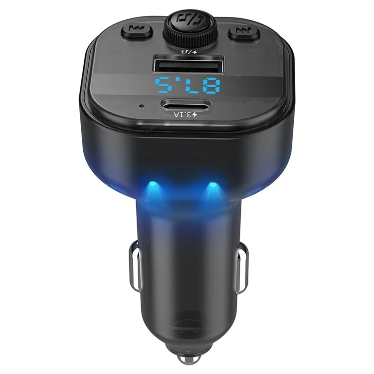 C1 Car Bluetooth-compatible MP3 Player Adapter Hands-free Charging Station with USB+Type-C Ports