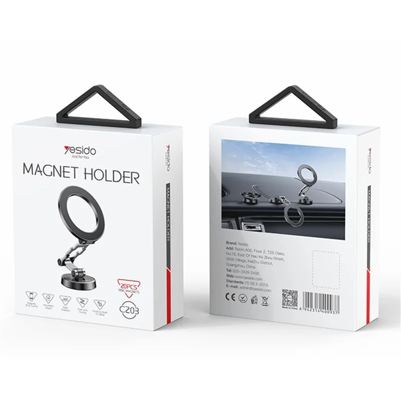 YESIDO C203 Magnetic Car Mount Phone Holder 360-Degree Rotation