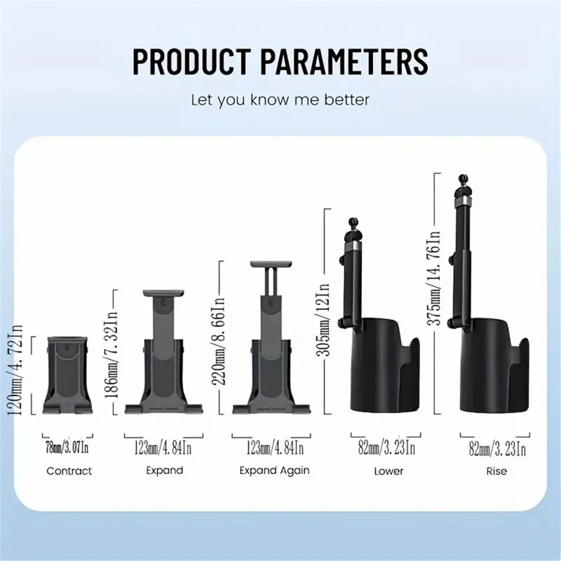ZY-S10 360 Degree Rotation Car Water Cup Holder Extendable Rod Phone / Tablet Bracket