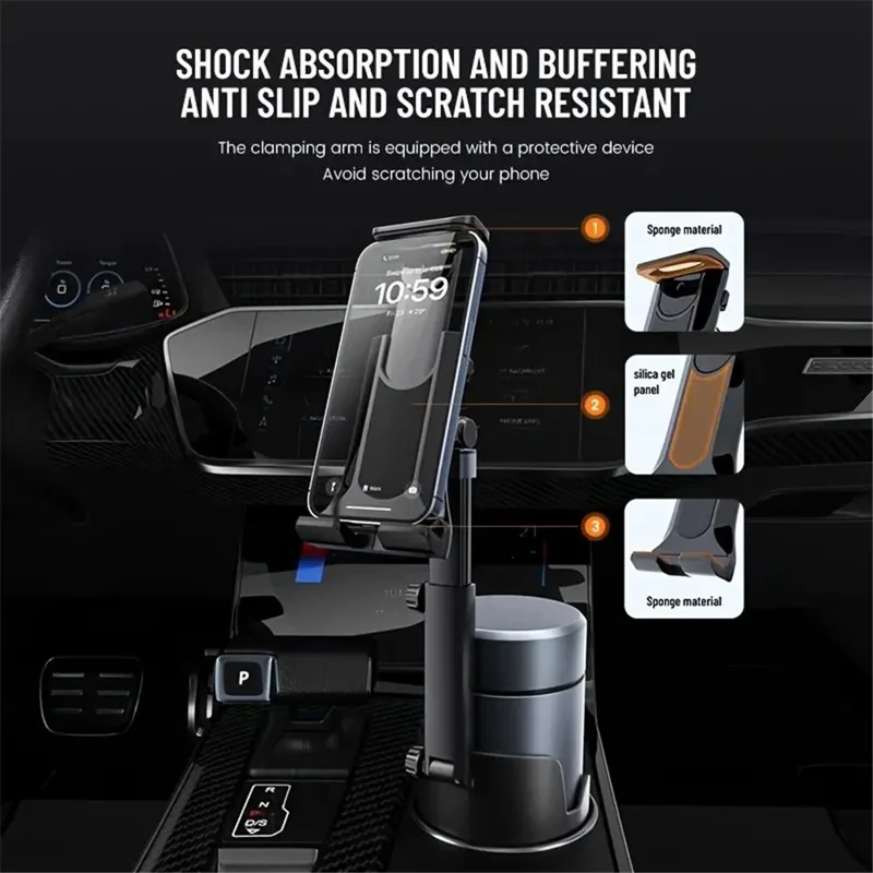 ZY-S10 360 Degree Rotation Car Water Cup Holder Extendable Rod Phone / Tablet Bracket