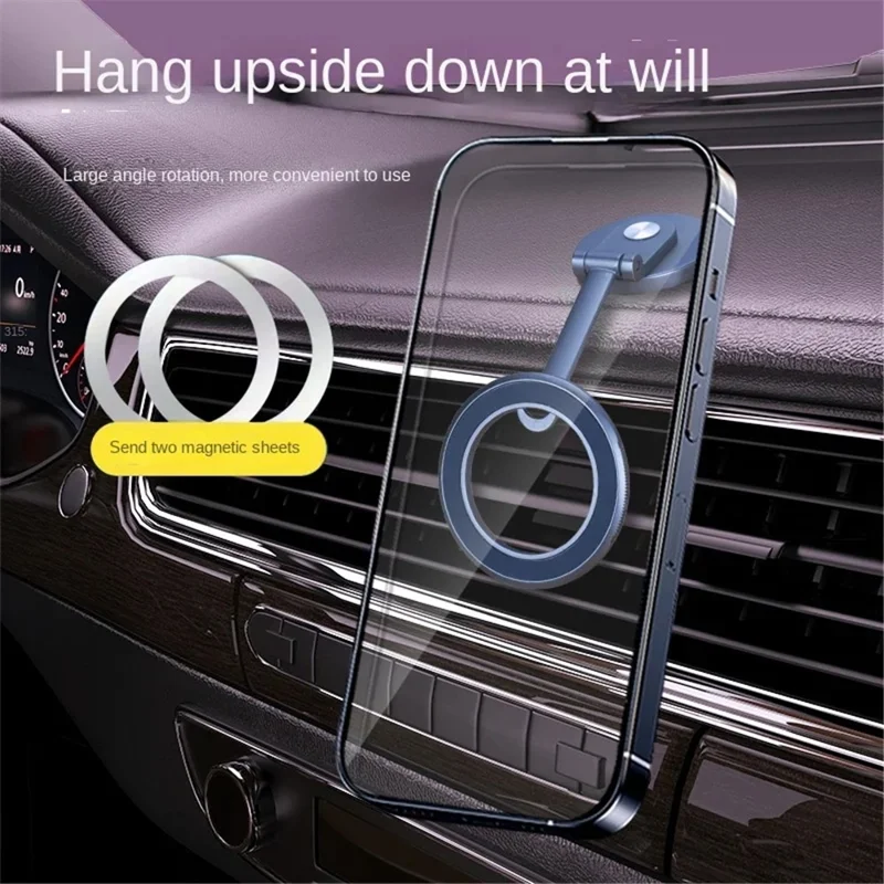 G128 Car Dashboard Mount Magnetic Phone Holder Rotatable Cellphone Stand - Grey