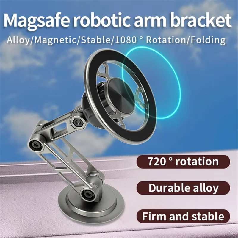 G188 Car Dashboard Magnetic Phone Holder Aluminum Alloy Adjustable Cellphone Stand - Silver