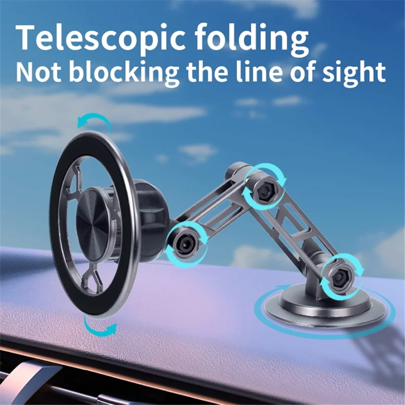 G188 Car Dashboard Magnetic Phone Holder Aluminum Alloy Adjustable Cellphone Stand - Silver