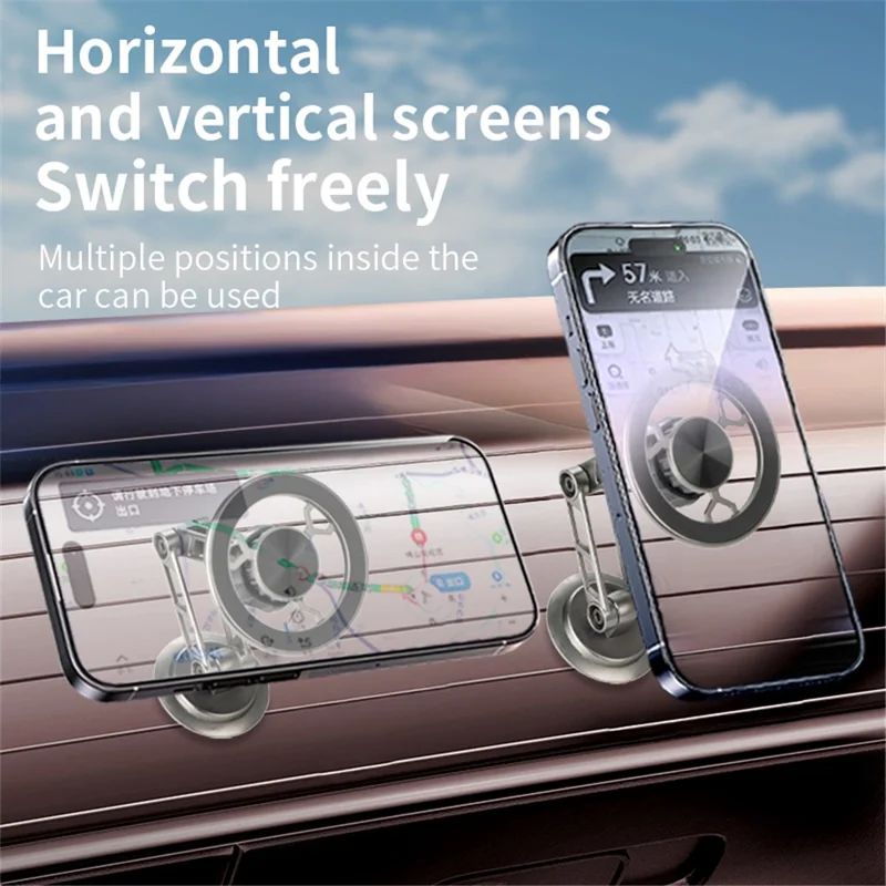 G188 Car Dashboard Magnetic Phone Holder Aluminum Alloy Adjustable Cellphone Stand - Silver