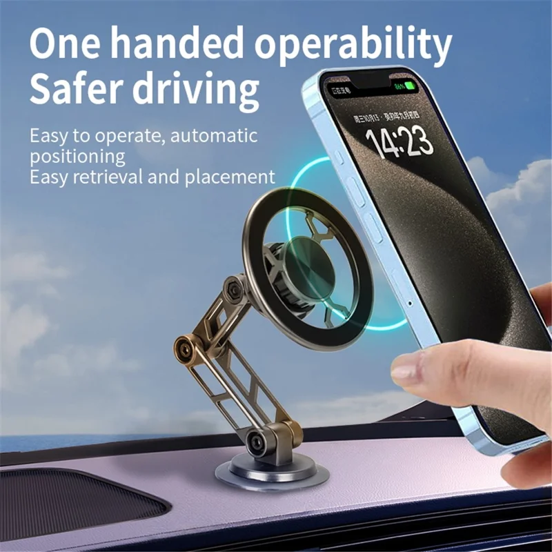G188 Car Dashboard Magnetic Phone Holder Aluminum Alloy Adjustable Cellphone Stand - Silver