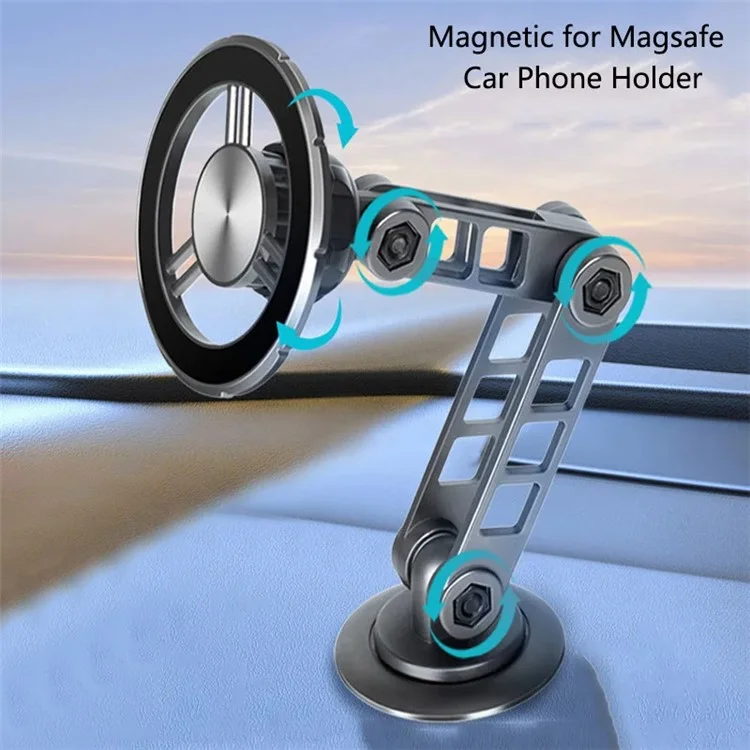 G198 Car Dashboard Windshield Magnetic Phone Holder Adjustable Robotic Arm Cellphone Stand - Grey