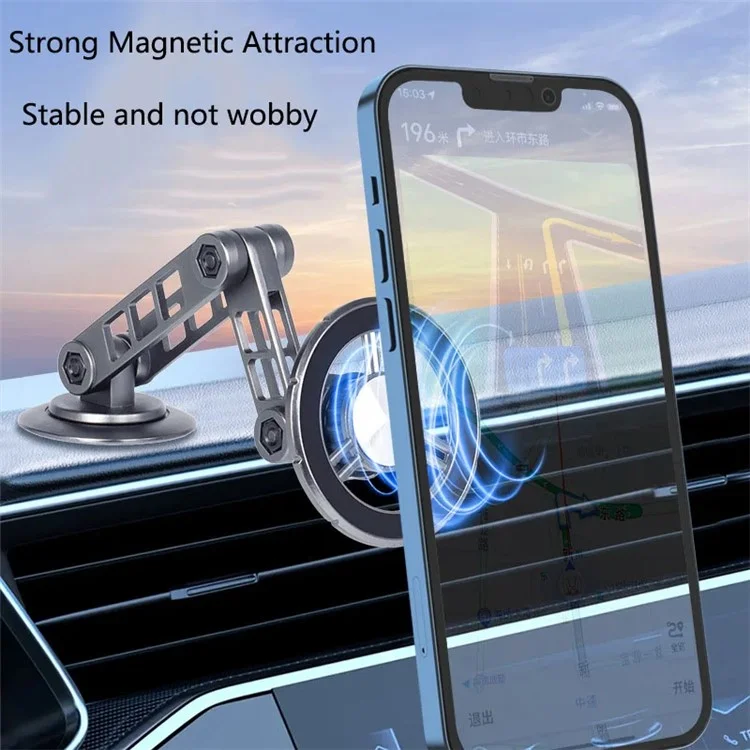 G198 Car Dashboard Windshield Magnetic Phone Holder Adjustable Robotic Arm Cellphone Stand - Grey